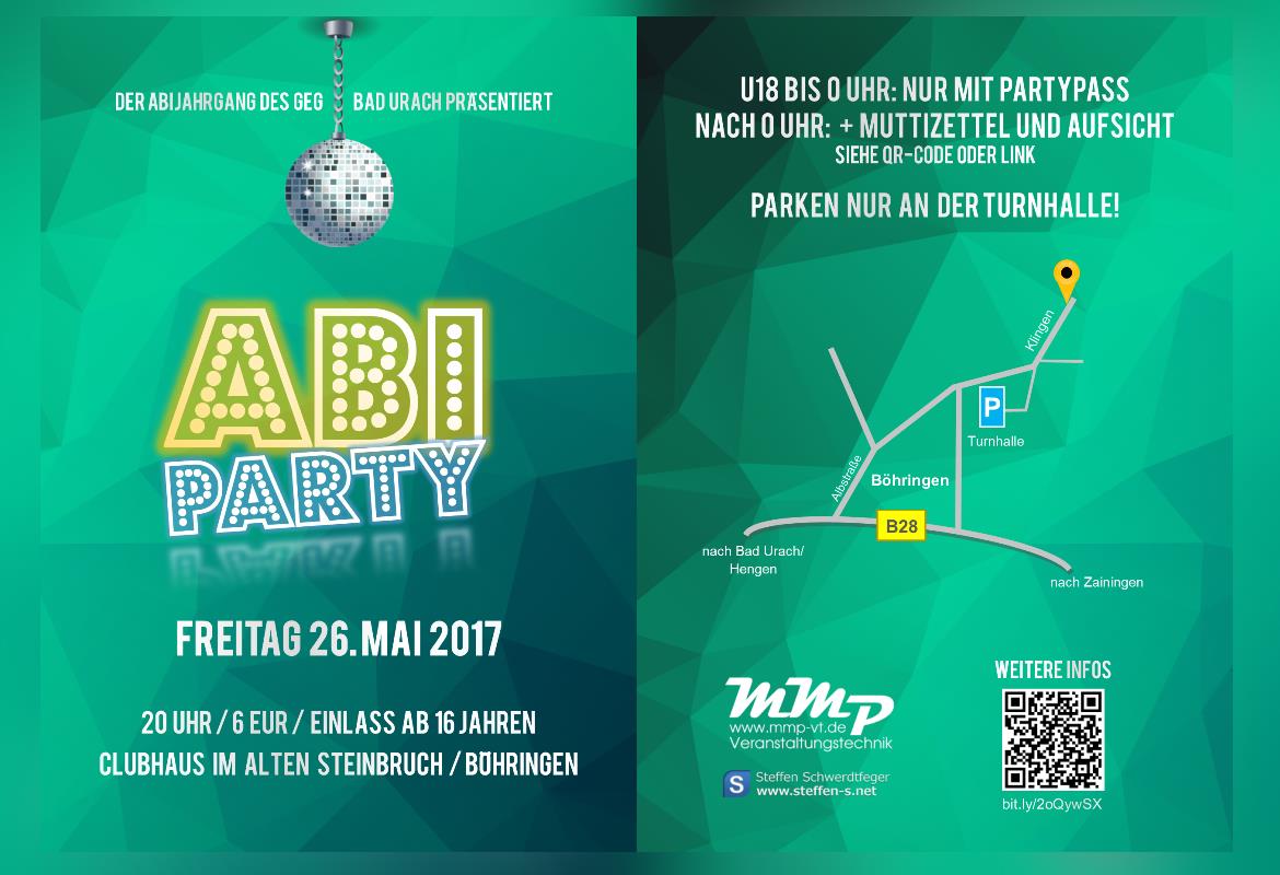 Flyer- und Plakatdesign Abi-Party 2017